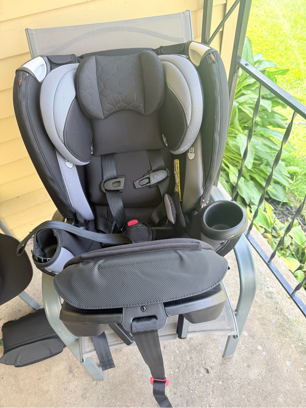 Child Car Seat Base with Prominent Safety Warning - Black